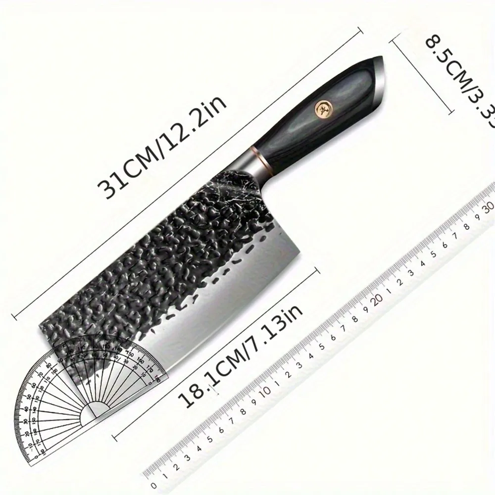 PLYS Professional Stainless Steel Butcher's Knife Heavy Duty chopping Knife Hand Forged Dual Purpose chopping and Cutting Knife