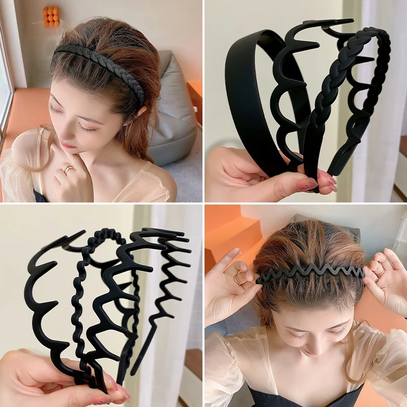 AISHG Black Series fascia per capelli smerigliata per il lavaggio del viso versione coreana della fascia in acrilico per accessori per capelli con fascia per capelli per uomo e donna