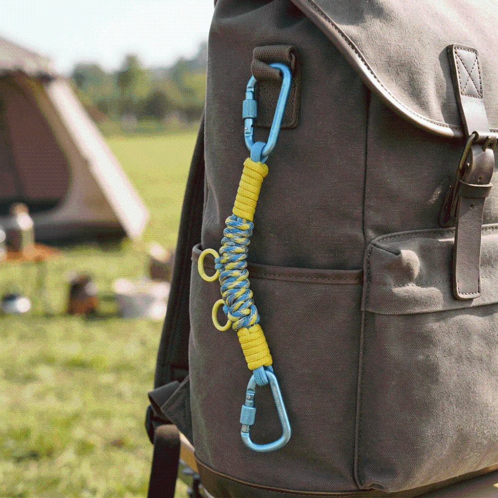 Hand Woven Paracord Bag Charm Rope Vibrant Dopamine Detachable Backpack Extension Strap Durable Nylon Lightweight Sturdy