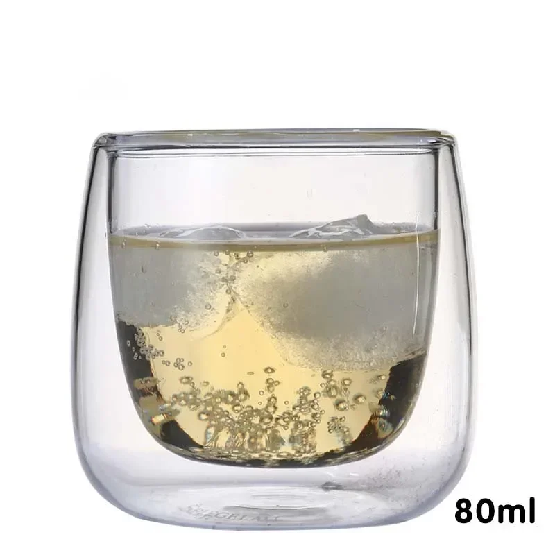 Wine Glasses Drinking Tumbler, Whiskey Vodka Cup, Coffee Juice Water Cups, Tea Creative Mug, Double Bottom Glass, Home