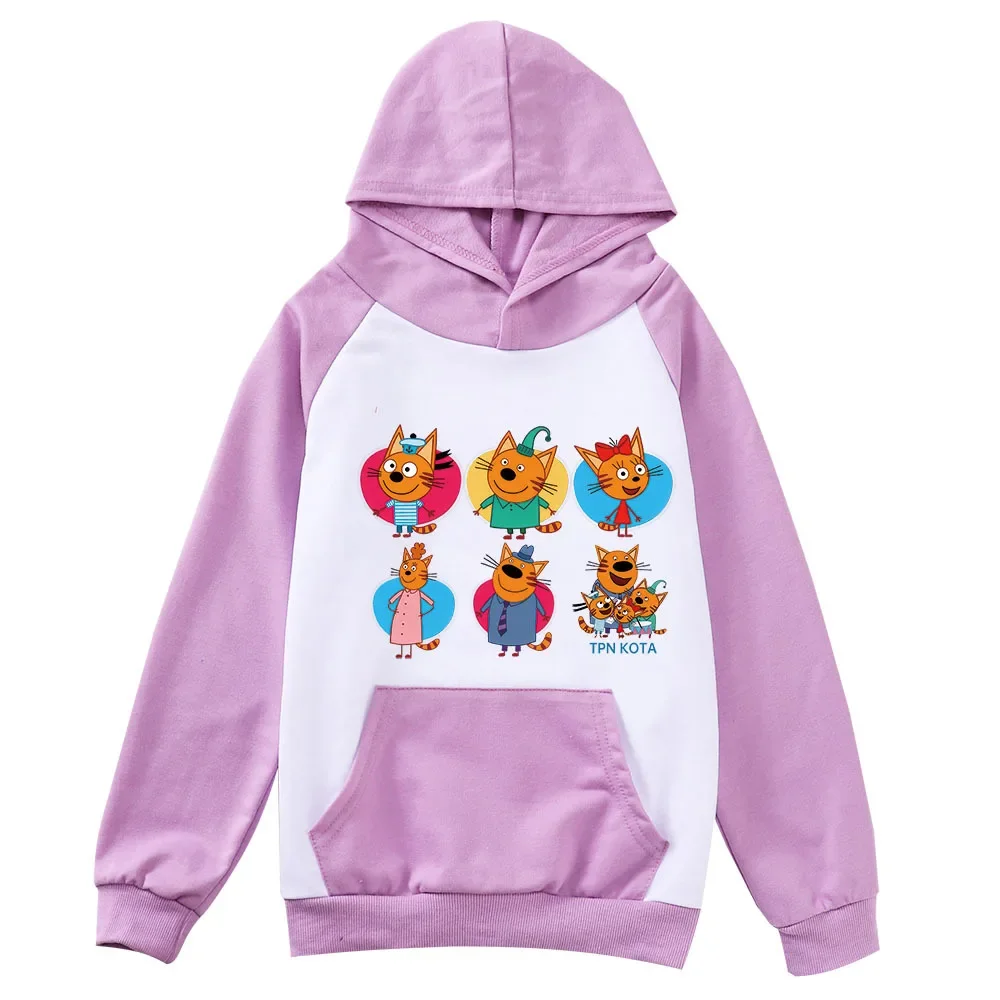 Russian TpnkoTa Three Happy Cats Hoodie Kids E Cats Clothes Youth Baby Girls Boys Long Sleeve Coats Children's Fashion Outerwear