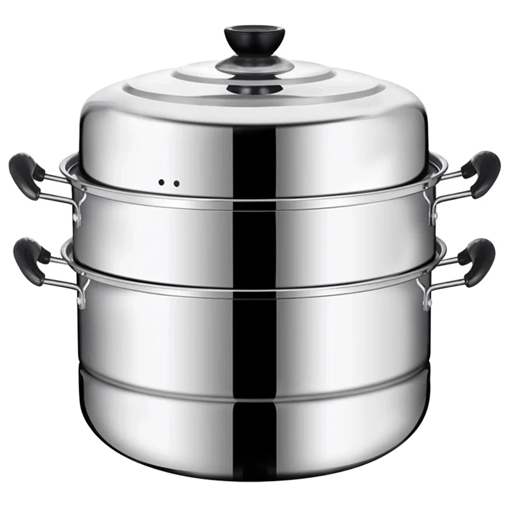 

Stainless Steel Steamer Pot Evaporation Cooking Soup Stockpot for Home Stackable Steaming with Cover Steamed Cooker