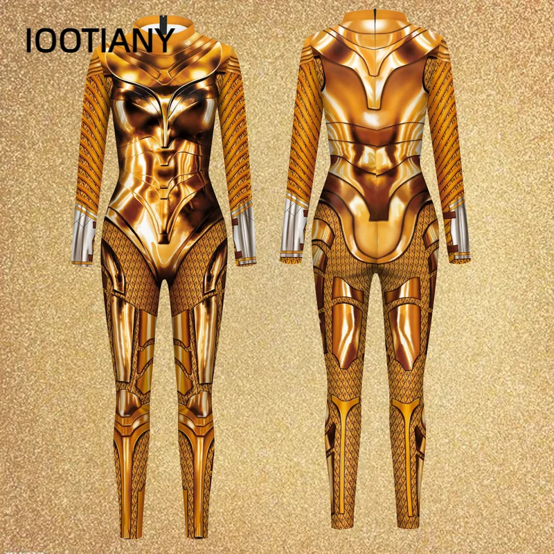 IOOTIANY 3D Printed Sexy Spandex Bodysuits Women Catsuit Long Sleeve Party Tight Jumpsuits Whole Cosplay Costumes Zentai Suit