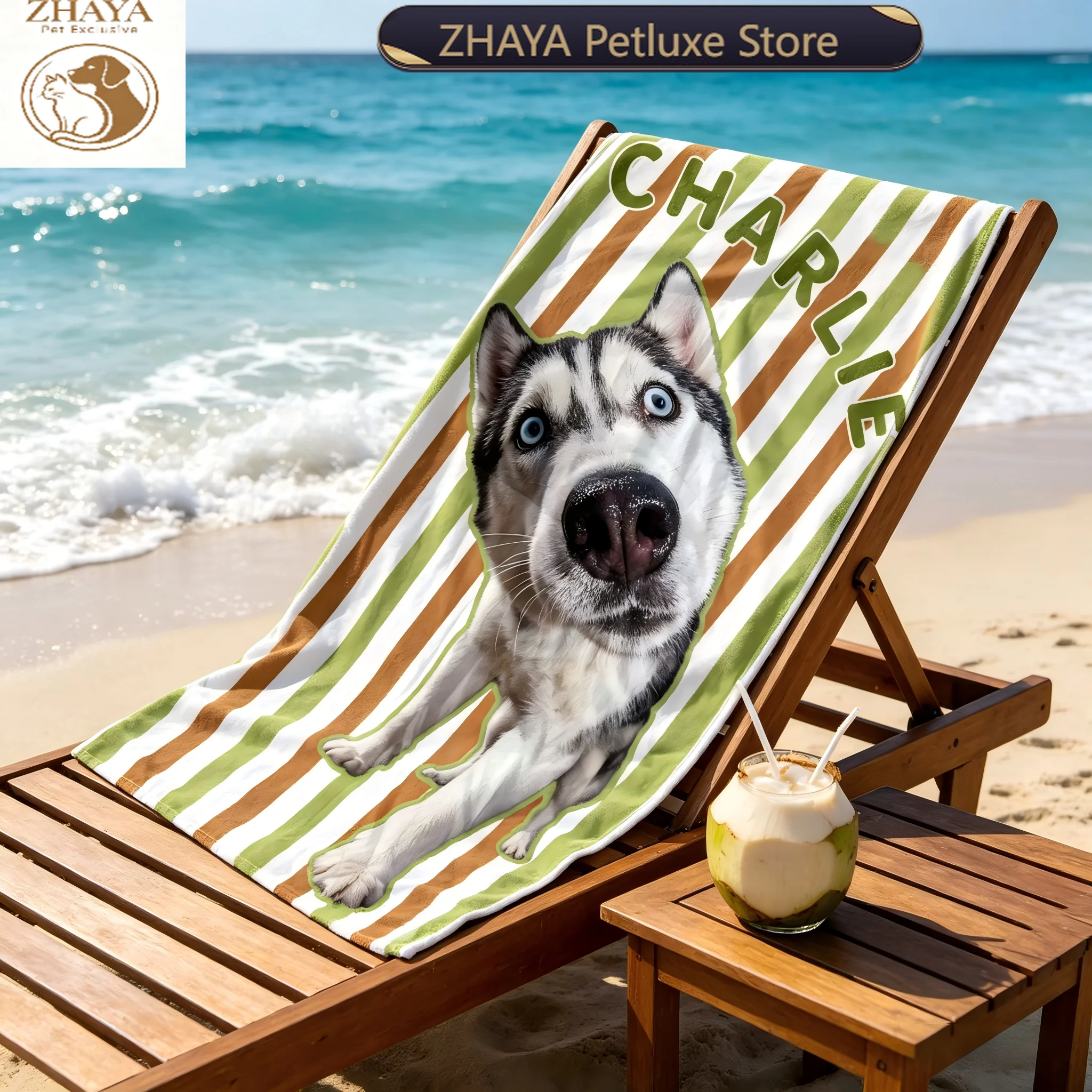 Custom Pet Print Quick Dry Beach Towel Absorbent Soft Skin Friendly Swimming Outdoor Sand Proof Bath Wrap ZHAYA