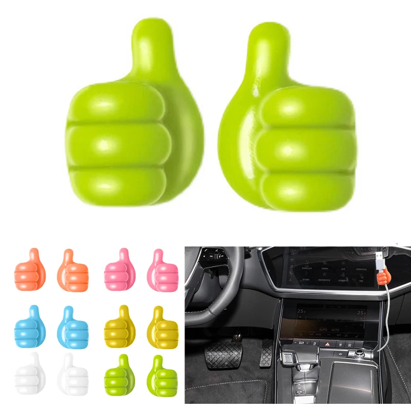 Soporte de goma en forma de mano, Mini gancho autoadhesivo multifuncional para cable de coche, línea de datos, gafas, llaves, ganchos Organizadores de torre, 2 uds.