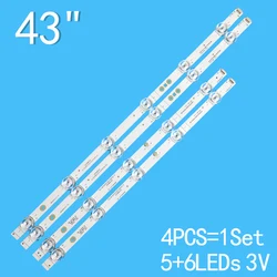 Tiras de luces LED de iluminación trasera, accesorio para Hisense de 43 pulgadas, HZ43E3D JL.D425B1330-003AS-M-V02 43A7100FTUK 43AE7000FTUK H43A7300, 778mm