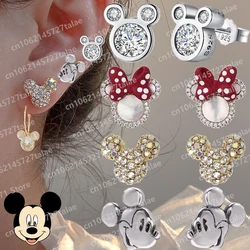 Pendientes de Disney para mujer y niña, aretes de Mickey Mouse, Minnie, Kawaii, aguja de plata, accesorios de joyería de cartón, regalos