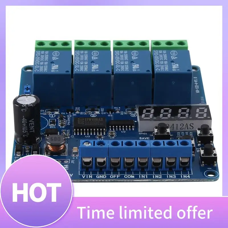 1 Piece Relay Module Board With Optocoupler Self-Locking Timing Relay DC 8V-36V 4 Channel Multi-Function