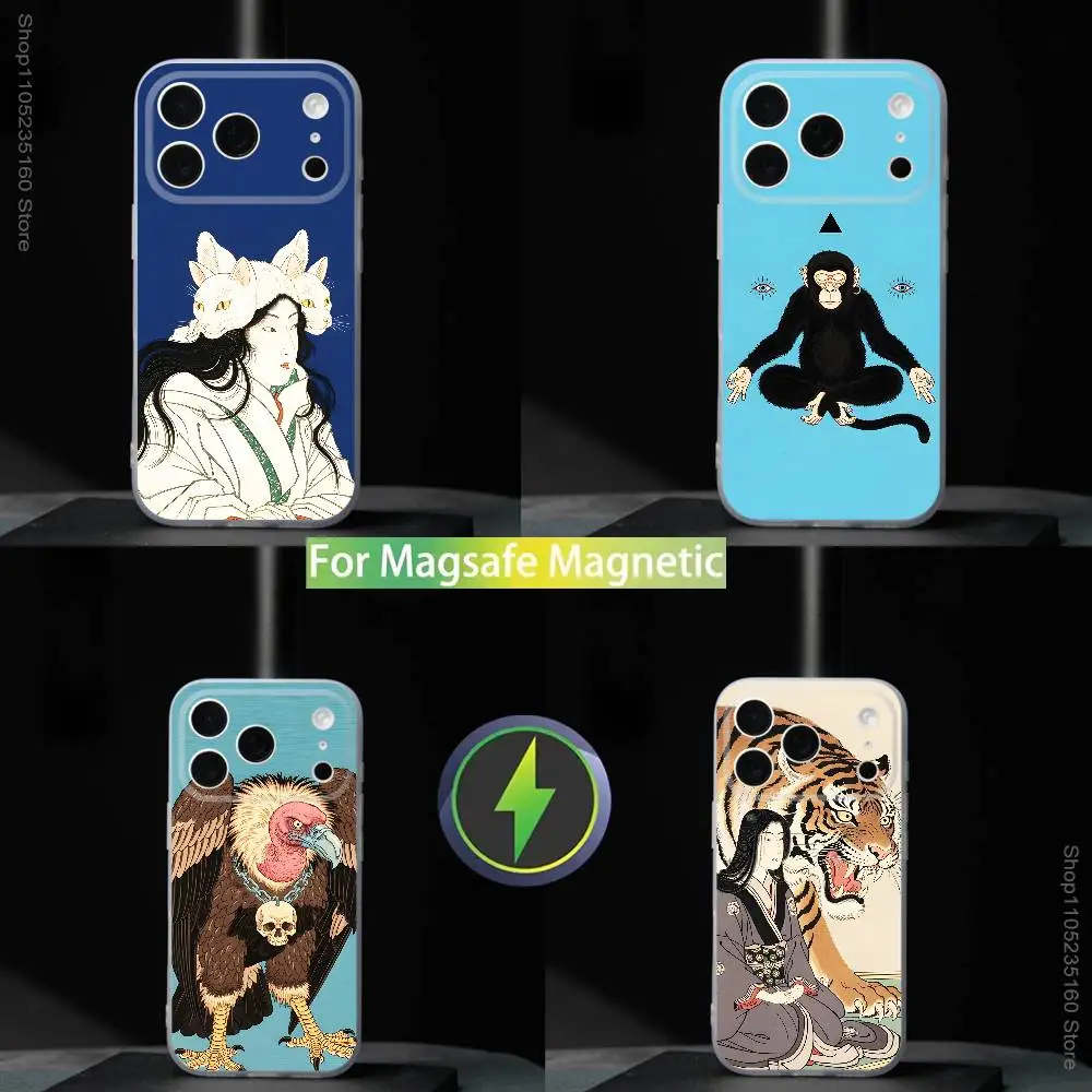 

Japanese Neo-Ukiyo-e For iPhone 11,12,13,14,15,16,17,Pro,Max,Plus,Mini,SE4,E Phone Case Magnetic For Magsafe Wireless
