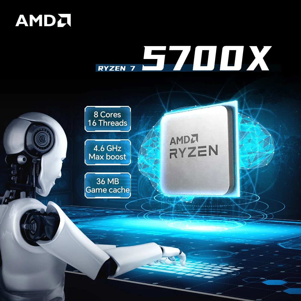 【Brand+】AMD Ryzen 7 5700X New R7 5700X 3.4 GHz Eight-Core 16-Thread CPU 7NM L3=32M 100-000000926 Socket AM4 but without cooler