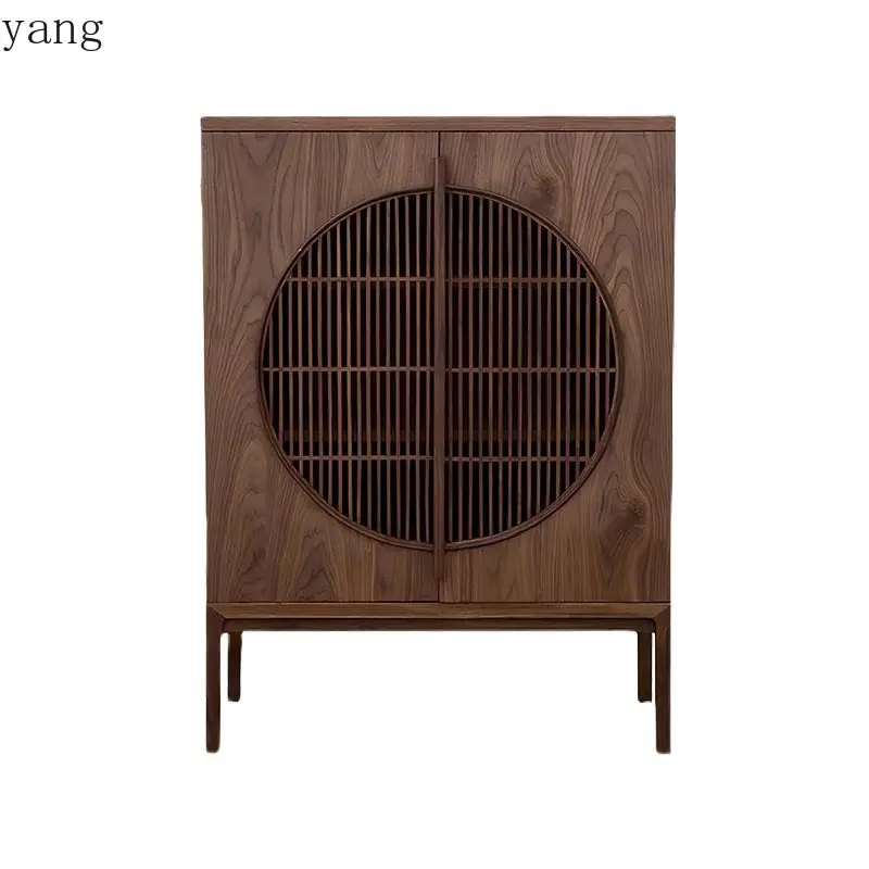 

LH new Chinese black walnut tea room storage side tea cabinet household dining side cabinet