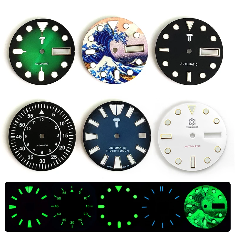 28.5 مللي متر ساعة الطلب مضيئة كاناغاوا لحركة NH35 NH36 SKX007 SKX009 الغواصين 200 متر 0020 أجزاء وزارة الدفاع نافذة تاريخ اليوم