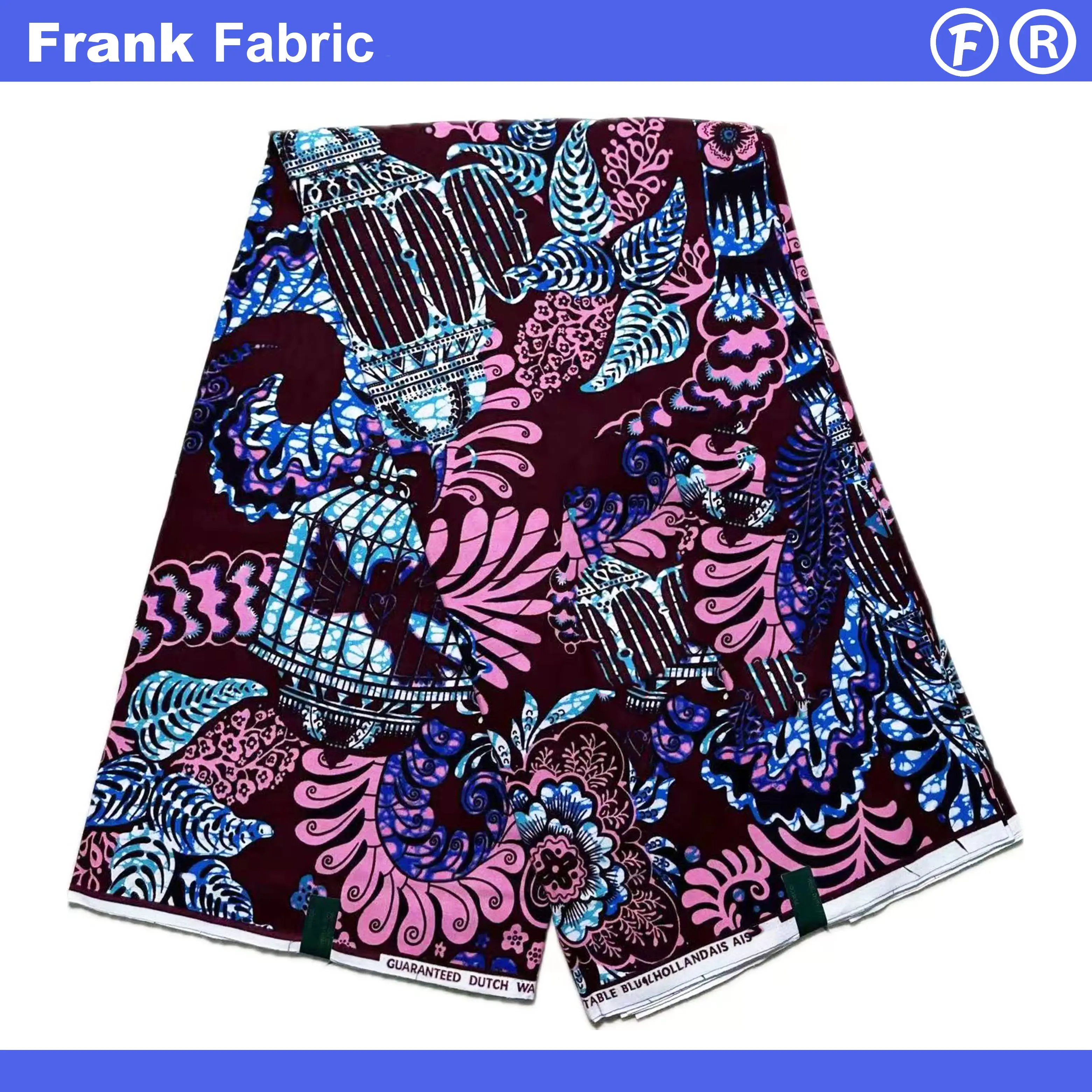 

Оптовая продажа, 6 ярдов, плотная хлопковая настоящая голландская ткань Анкара, батик, высокое качество, супер африканская ткань с восковым принтом для платья FF2508.002