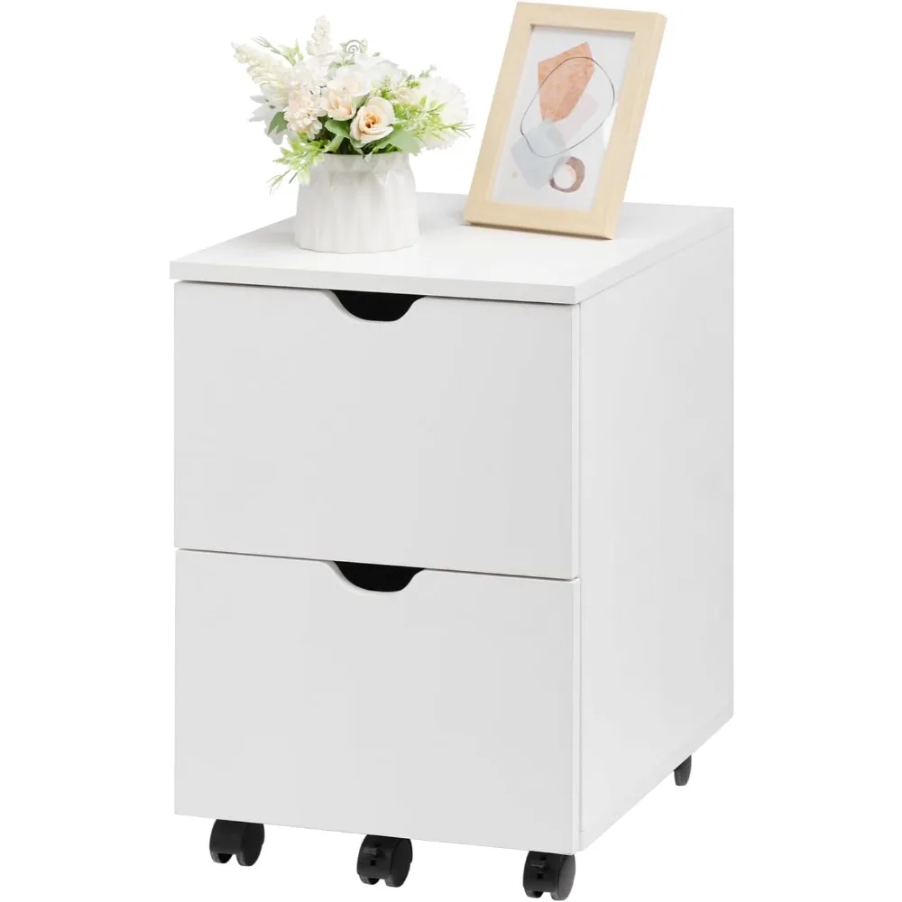 

Under Desk Cabinet, Deep 2-Drawer Mobile Wood Cabinet, Storage Drawer for Home, Rolling Shelf for Office, Rolling Printer Stand