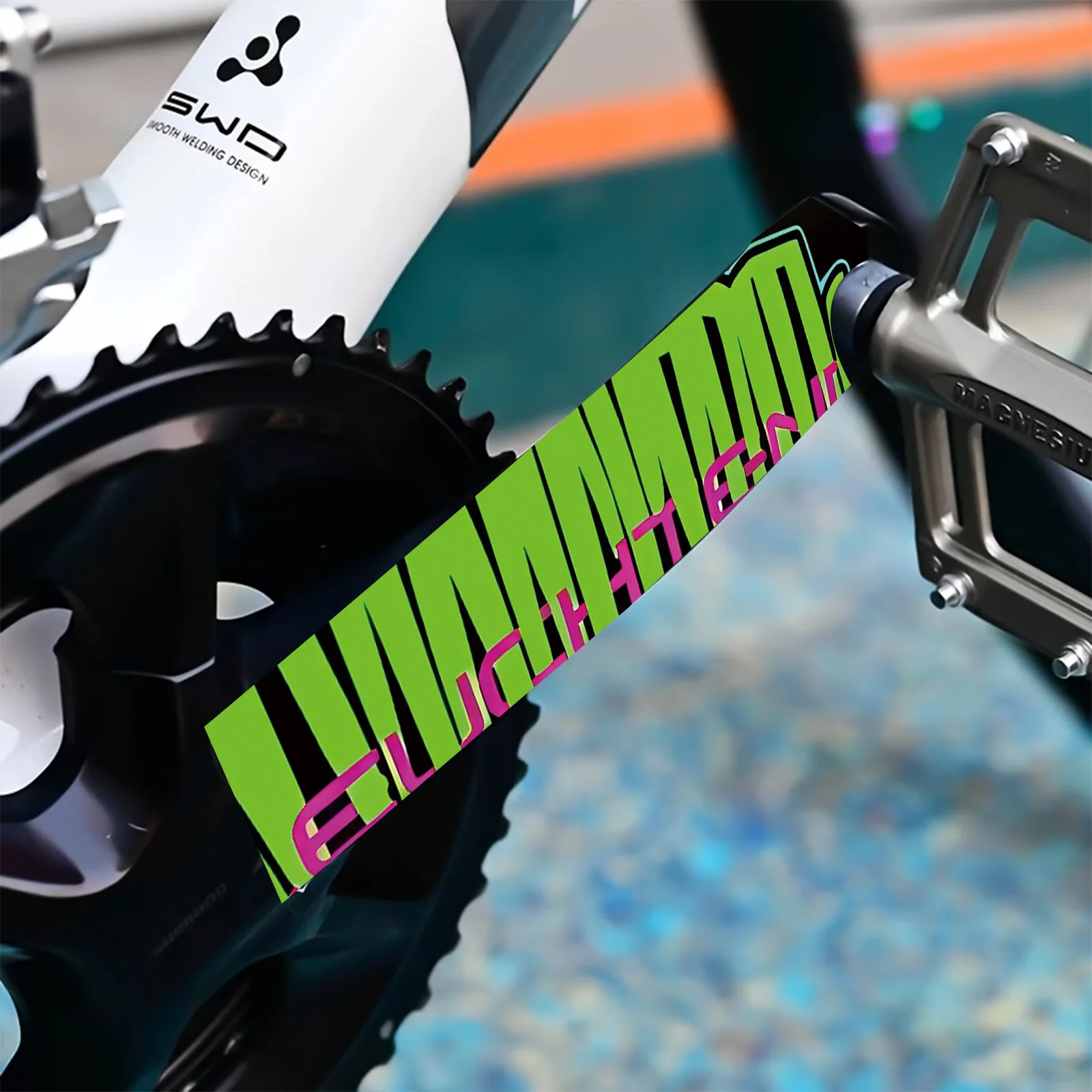 1pair Green & Pink Graffiti Bike Crank Stickers, Waterproof Vinyl Decals for Bicycle Crank, Chain Guard & Frame
