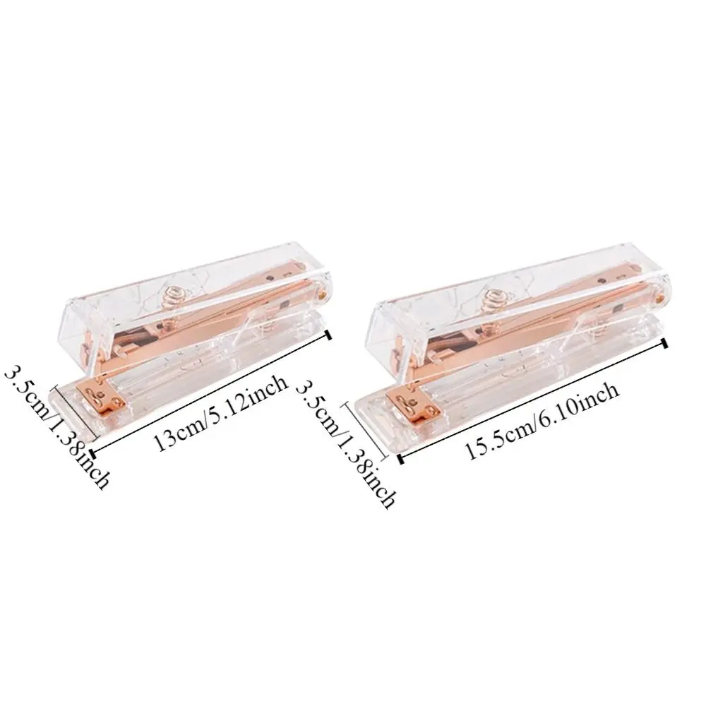 Manual Transparent Stapler Bookbinding Tool Rose Gold Paper Stapler Portable Creative Book Binding Machines