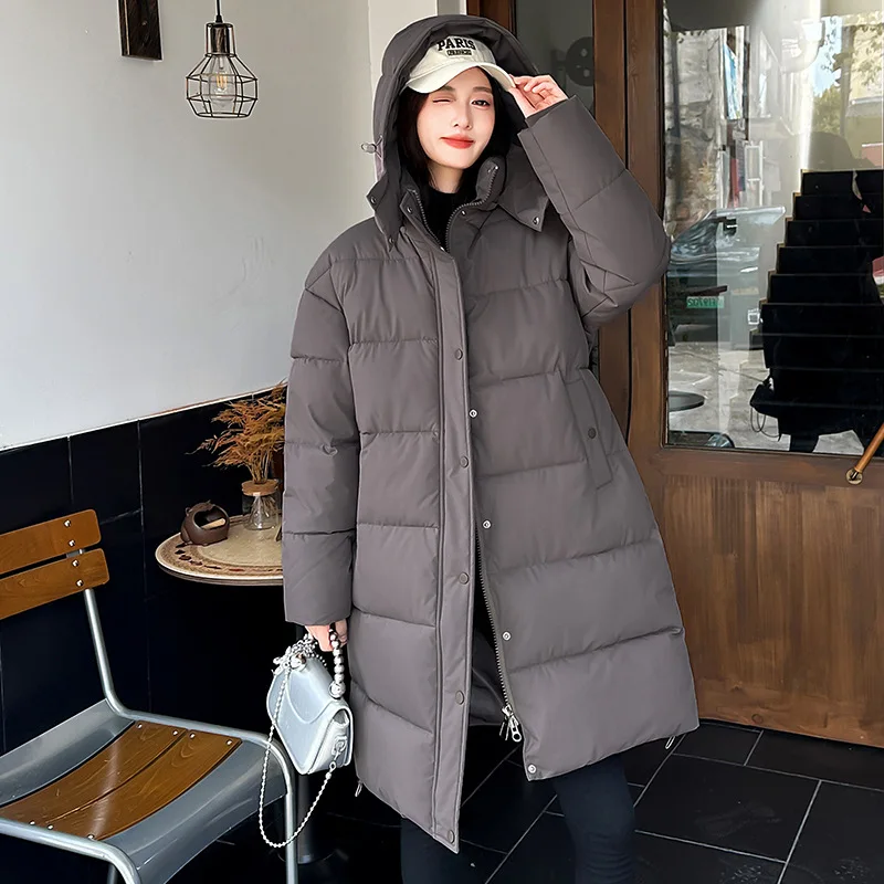 Korean Fashion 2026 Winter New Solid Color Long Sleeve Hooded Cotton Jacket Women's Fashion Versatile Simple Warm Casual Jacket
