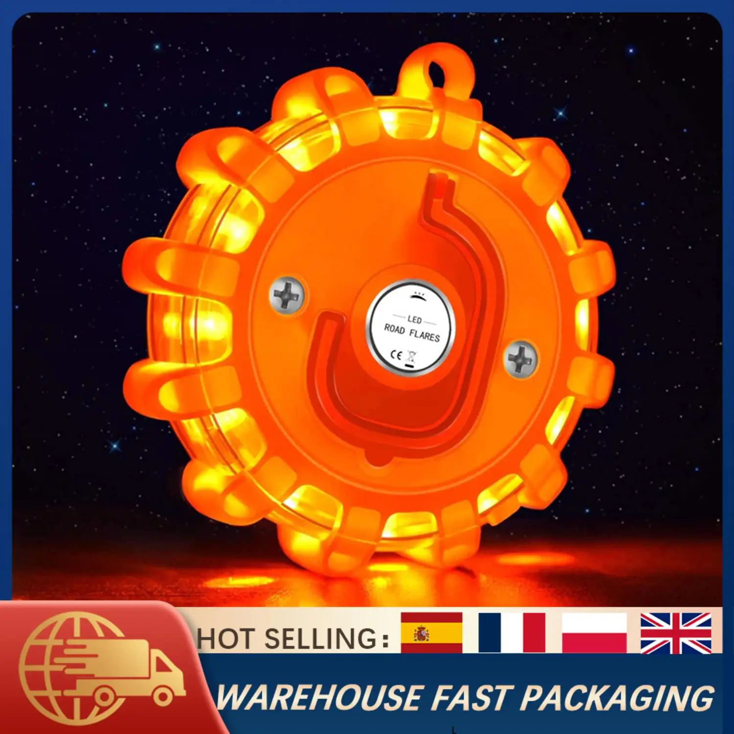 

15PCS Emergency Road Flares Kit LED Warning Light Flash Disc with Magnetic Base Waterproof for Car Truck Roadside Safety Light