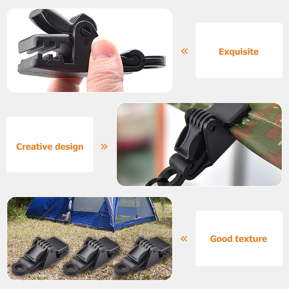 

10Pcs Outdoor Tent Clip Waterproof Tarp Clip Strong Grip Tent Clamp for Caravans Pool Covers Camping Accessories