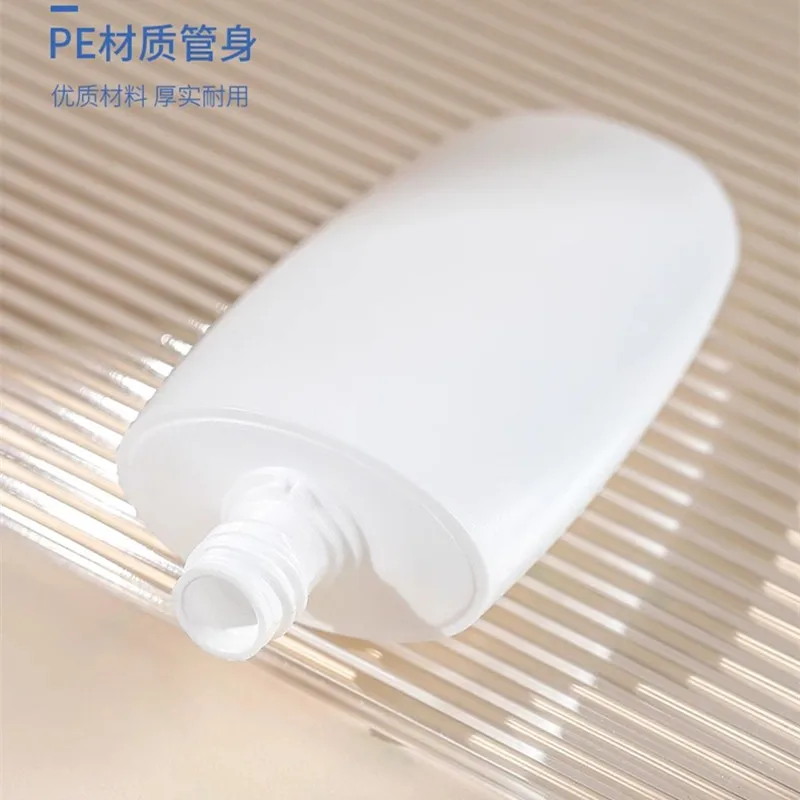 Wholesale 50ml PE White Flat Soft Hose Empty Squeeze Tube Hand Facial Cream Sunscreen Cream Lotion Skin Care Cosmetics Packaging