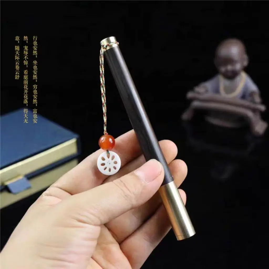 Ebony Brass Incense Burner Mini Tube Sandalwood Line Incense Insert Portable Carry-on Tube Home Incense Diffuser