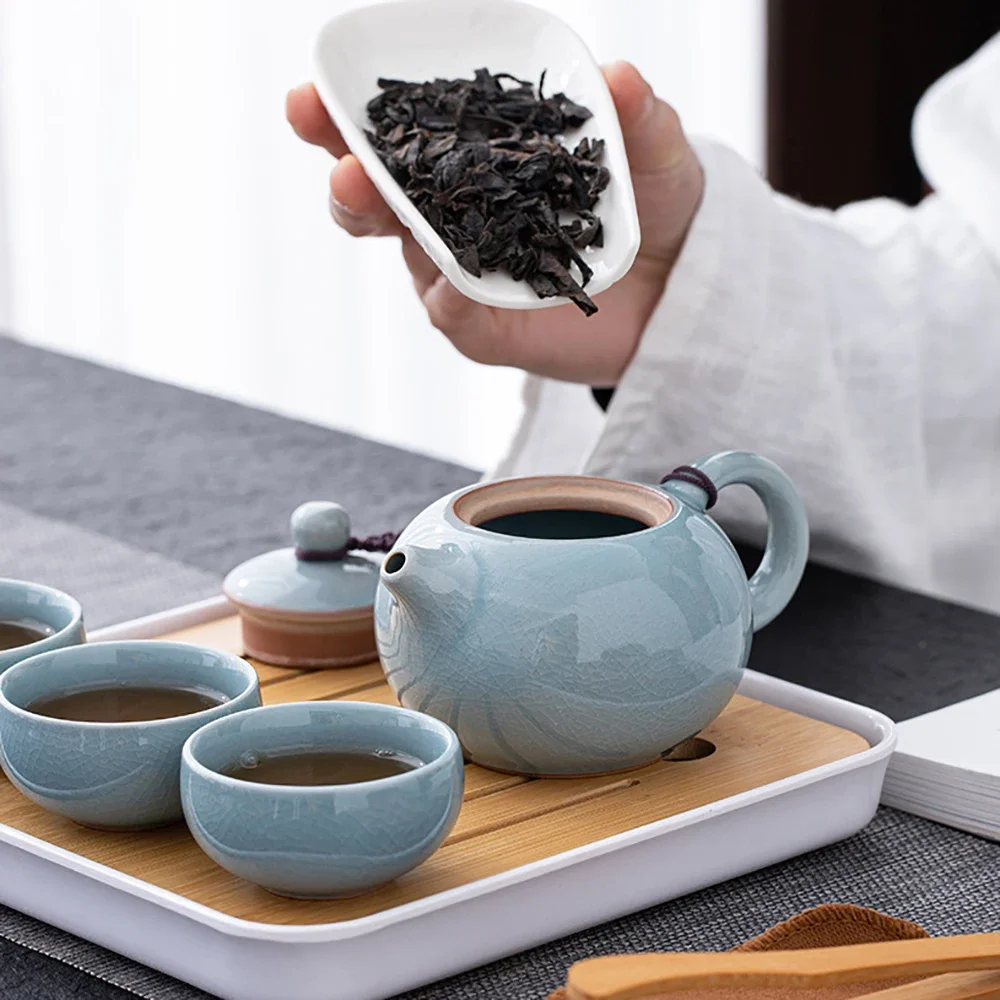 Ge Yao Ceramic Teapot teacup manual Chinese ice crack split teapot can raise Xishi tea pots household Kung Fu tea pot