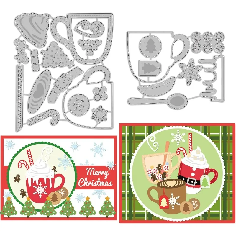 Christmas Coffee Cup Embossing Template Snowflake Carbon Steel Die Cuts Candies Straws Tree Die Cut for Scrapbooking Card DIY