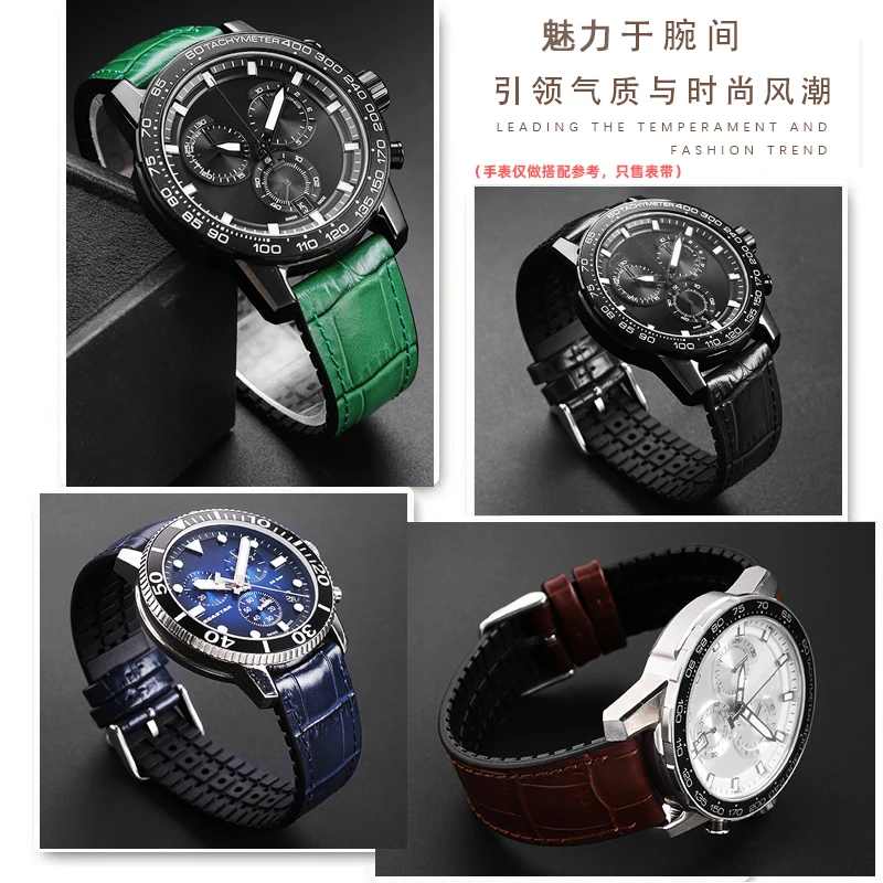 Tali Jam Tangan silikon หนังวัวกันน้ำสำหรับผู้หญิงผู้ชาย19มม. 20มม. 21มม. 22มม. สายนาฬิกาสำหรับ IWC Seiko Longines