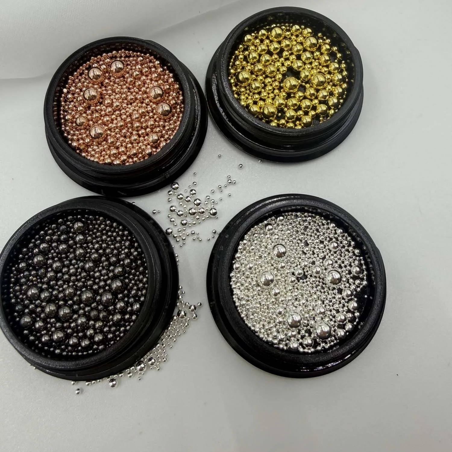 Mixed Size Metal Caviar Beads for Nail Art 3D Micro Steel Ball Charms Gold Silver Rose Gold Gunmetal Nail Rhinestone Decoration