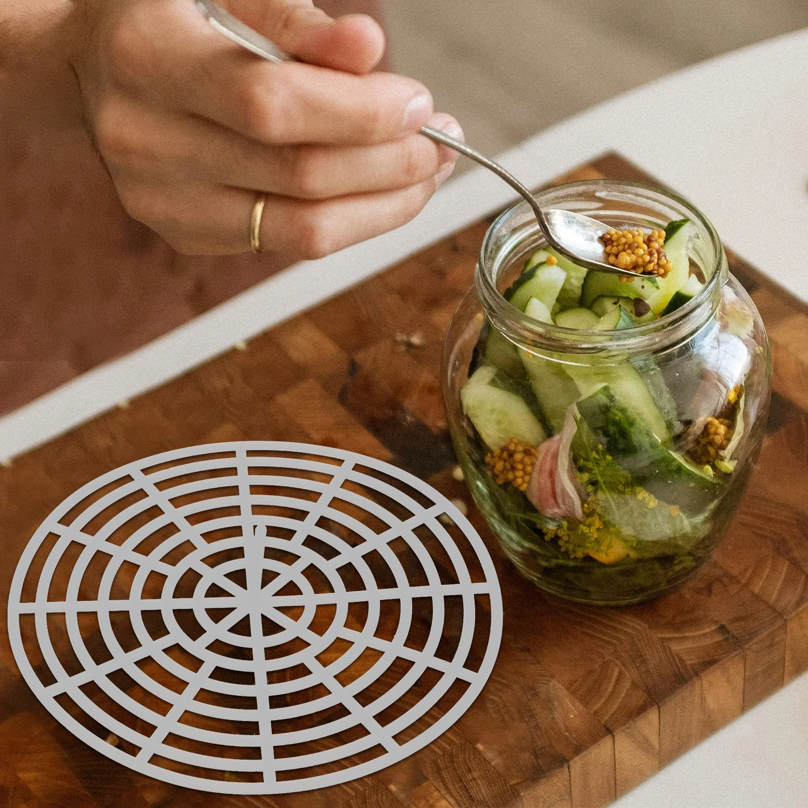 

5Pcs Pickle Jar Press Plate Fermenting Weights Multi Functional Round Mesh Design for Home Kitchen Outdoor Picnics