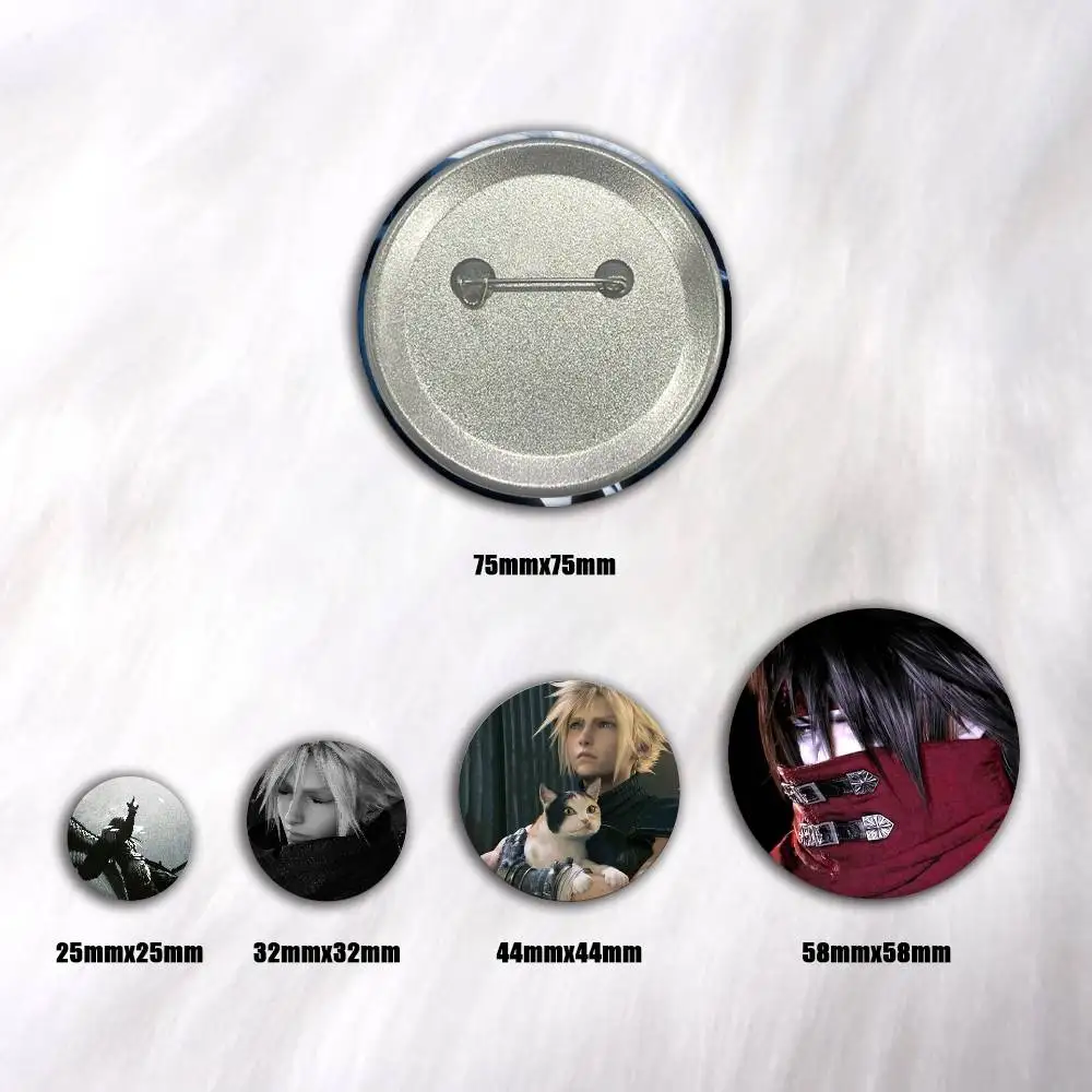 A-F-Final F-Fantasy-S VII Art Badges Button Round Creative Pin Brooch Badge Bag Decor Accessories Fans Collect Friends Gifts