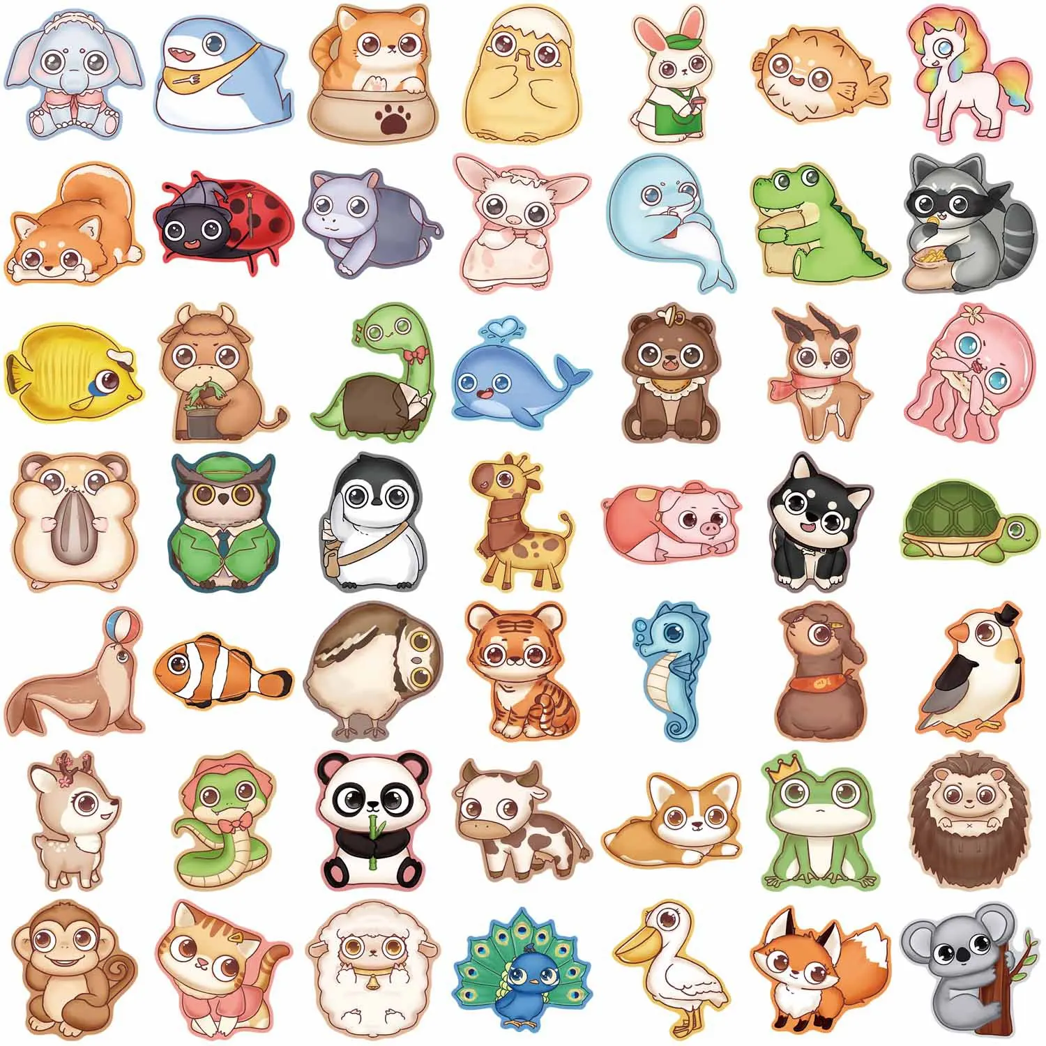 50pcs Big-eyed Animal Group Cartoon Graffiti Stickers Phone Guitar Laptop Notebook Suitcase Water Bottles Waterproof Sticker Gif