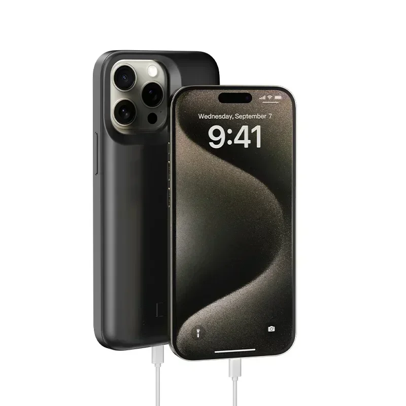 10000mAh Battery Case For iPhone 15 Pro Max Power Bank Charger Cover for iPhone 15 Plus Battery Charger Case Stand Back Cover