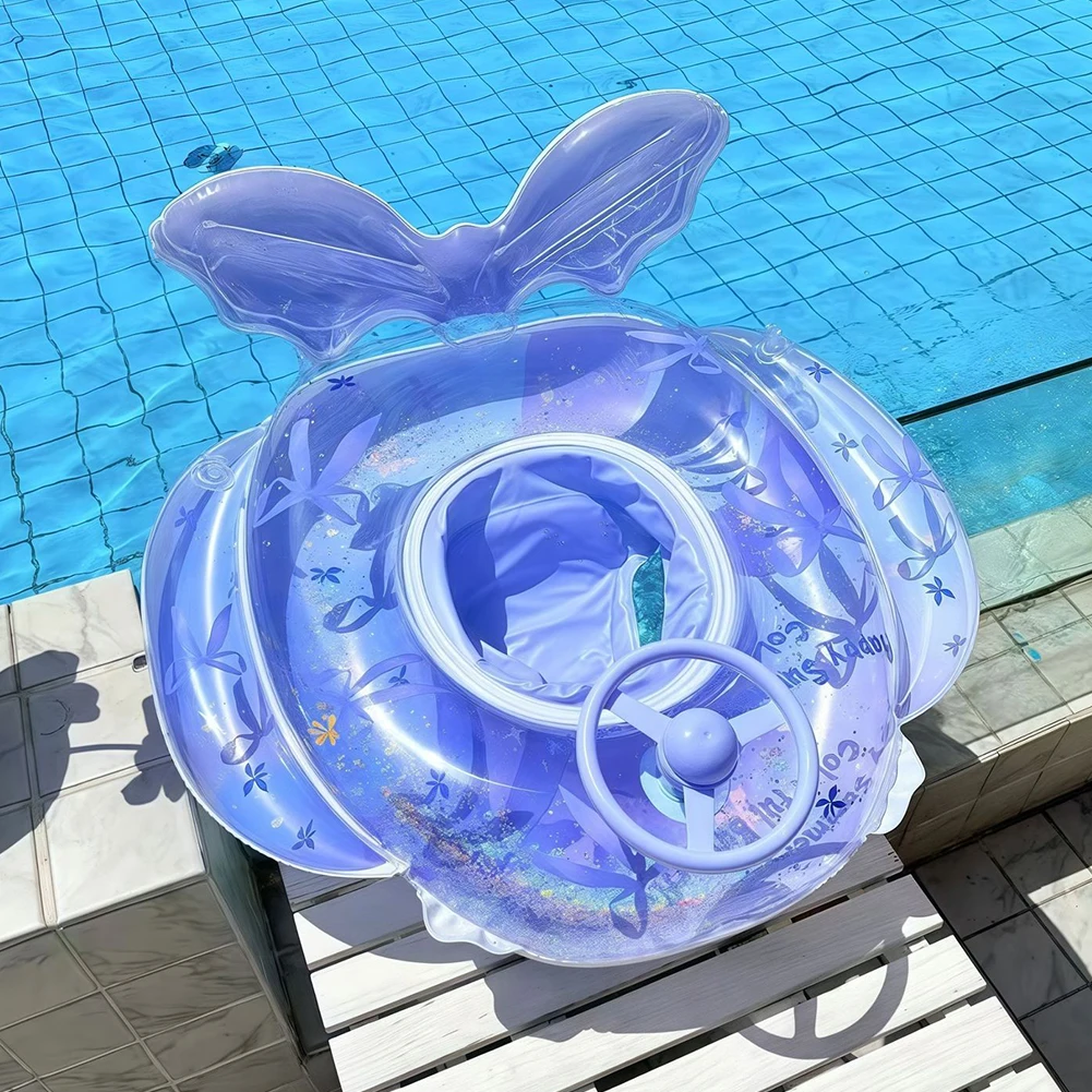Anillo de natación inflable de sirena, flotadores de anillos de natación con asiento y volante, flotadores de piscina para niños para piscina y playa