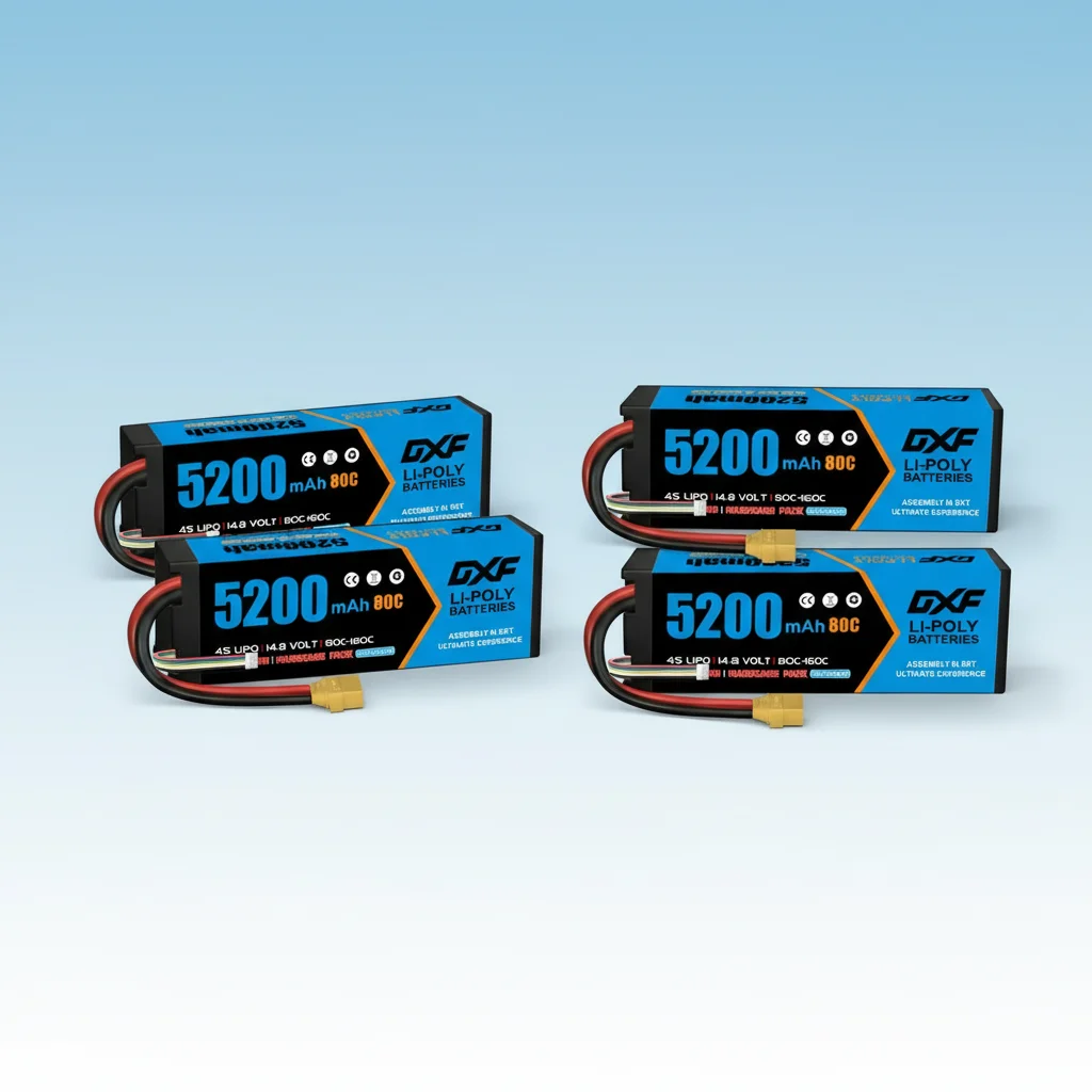 DXF 14,8V 5200mAh 4S Lipo-Akku 80C mit XT90-Stecker Hardcase für 1/8 Buggy Truggy Offroad Boot Auto LKW RACING Helikopter