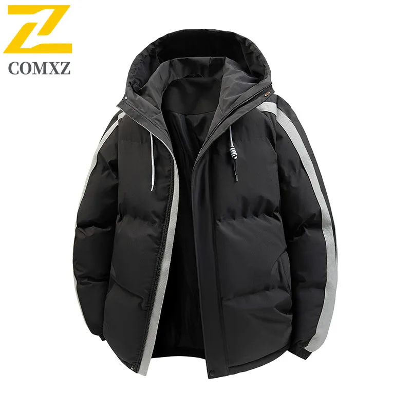 

Хлопковая куртка для пар, 2025 г., модная универсальная куртка из плотного хлопка с капюшоном, уличная повседневная зимняя одежда, хлопковая куртка с перьями