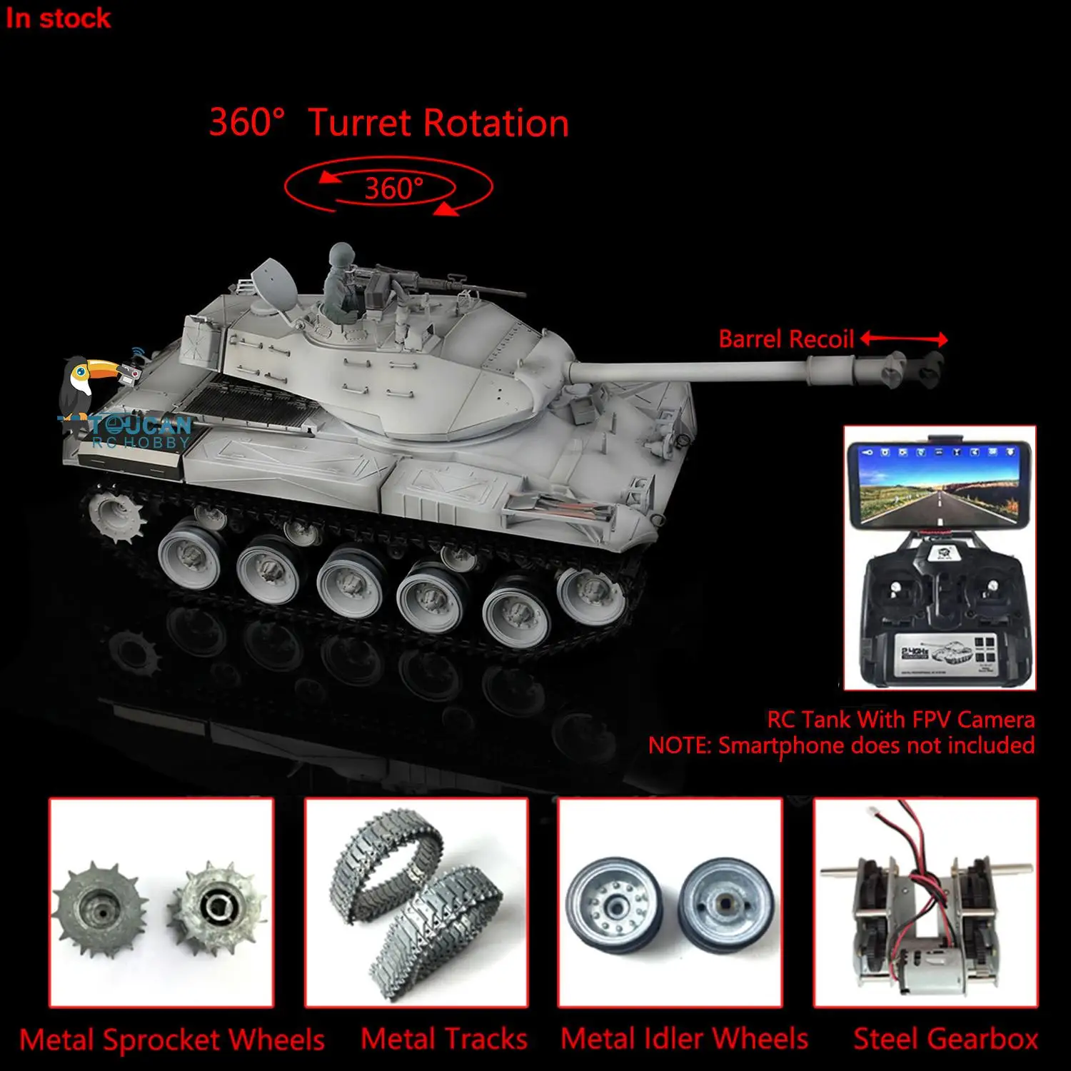 HENG LONG 1/16 7.0 Verbeterde FPV Walker Bulldog RTR RC Tank 3839 Vat Terugslag Metalen Tandwiel Luidspreker BB Shoot TH20341