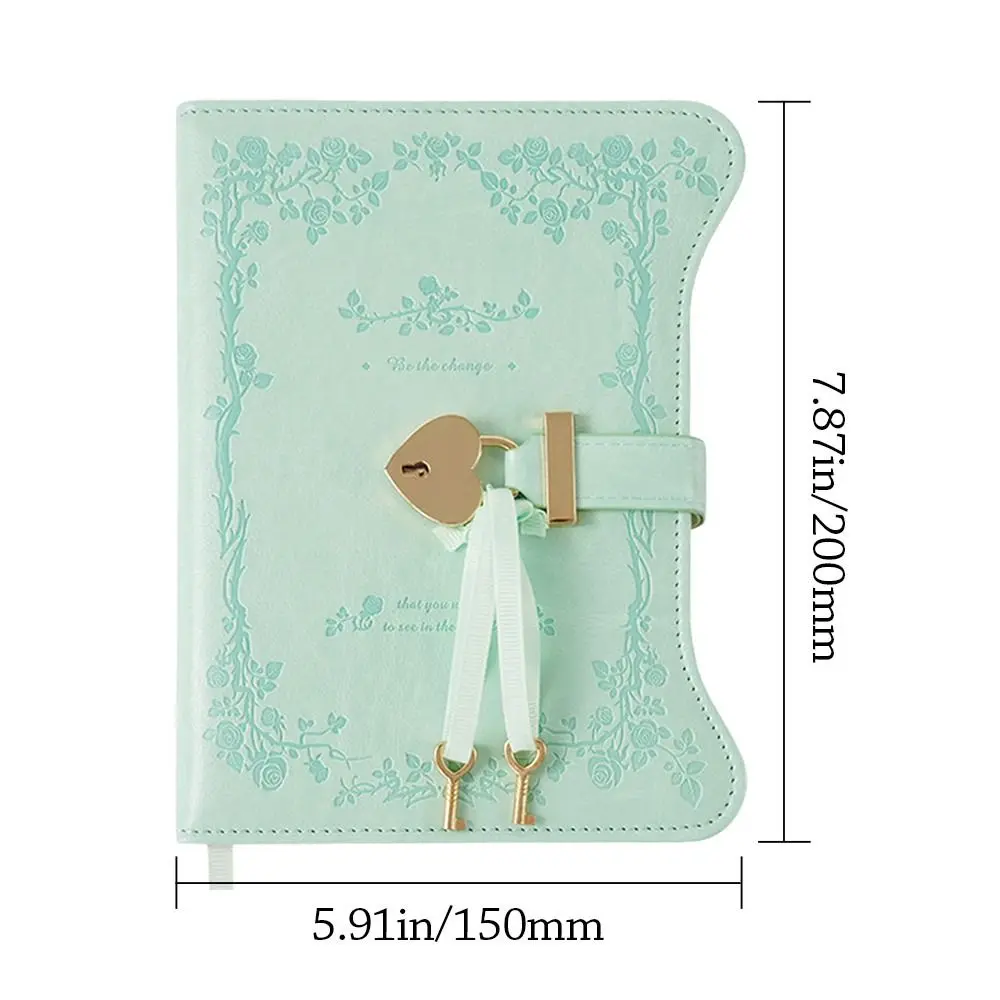 Business Gift with Love Lock Keys Diary Notebook B6 Size PU Leather Notepad 360 Pages Cute School Office Supplies