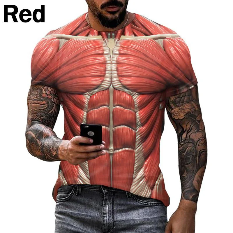 جديد مضحك العضلات ثلاثية الأبعاد تي شيرت الرجال موضة تي شيرت غير رسمي الرجال النساء الجولة الرقبة قصيرة الأكمام للجنسين الأطفال التي شيرت الملابس