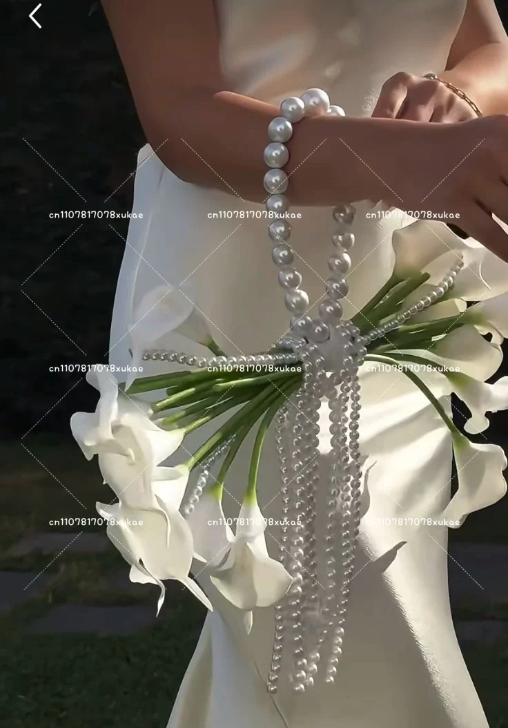 Romantic Bridal Artificial Flower Bouquet with Lilies Orchids And Iris - Handheld Floral Arrangement for Weddings