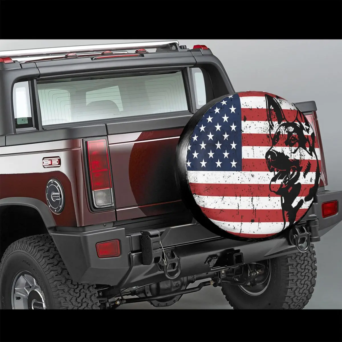 American Flag Patriotic Country Adorable Dog Spare Tire Cover for Jeep Hummer Freedom Car Wheel Covers 14