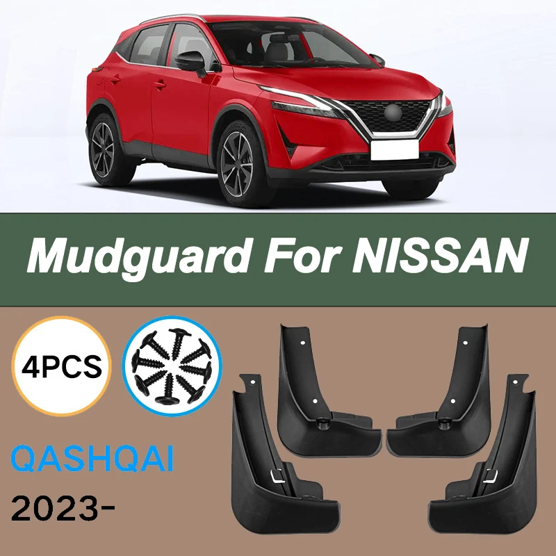 

For NISSAN Qashqai 2023 Automotive Tire Mudguard Waterproof Prevent Mud Splashing Car Mud Flaps Fender Trim 4pcs Accessories