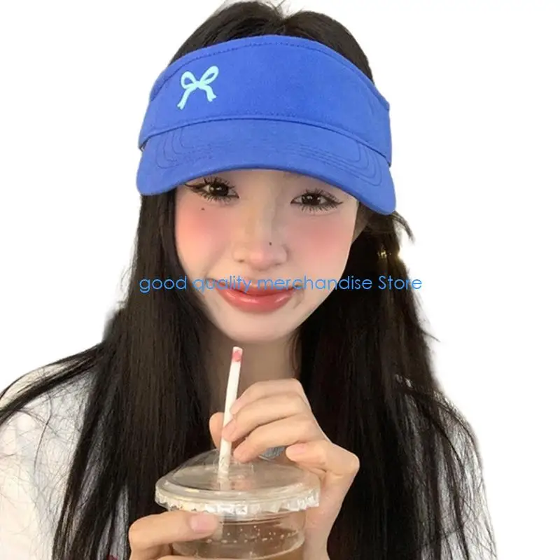 

Y5JD Fashion Open Top Sun Hat for Girl Embroidery Bows Hat Sunproof Summer Baseball Hat Visor Hat for Outdoor Sport Activity