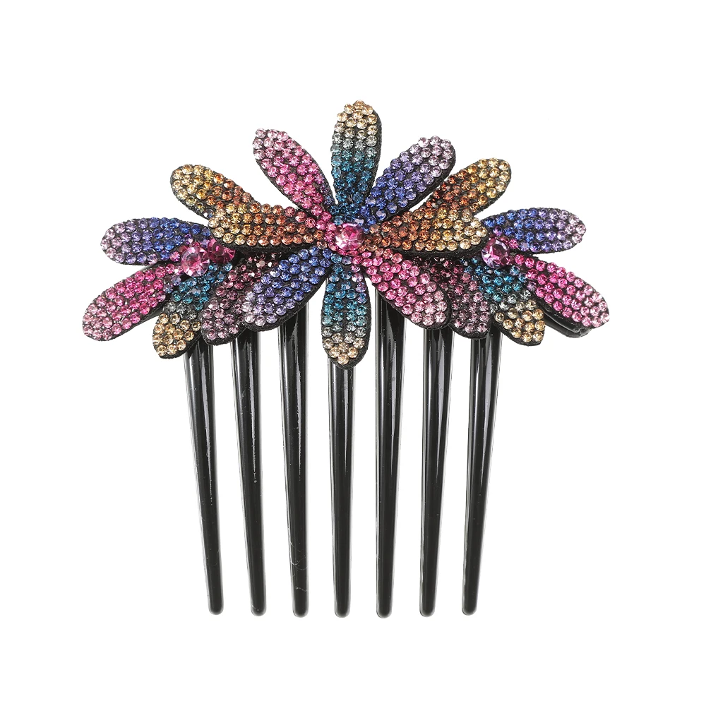 Molans Flower Crystal Hairclips Fashion Hair Maker Bun Hair Combs Plastic Shiny Hairpins for Women Hair Accessories