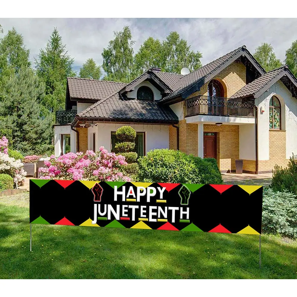 Happy Juneteenth Banner Party Decorations Black Lives House Decorative Outdoor Flags African American Independence Day Banners