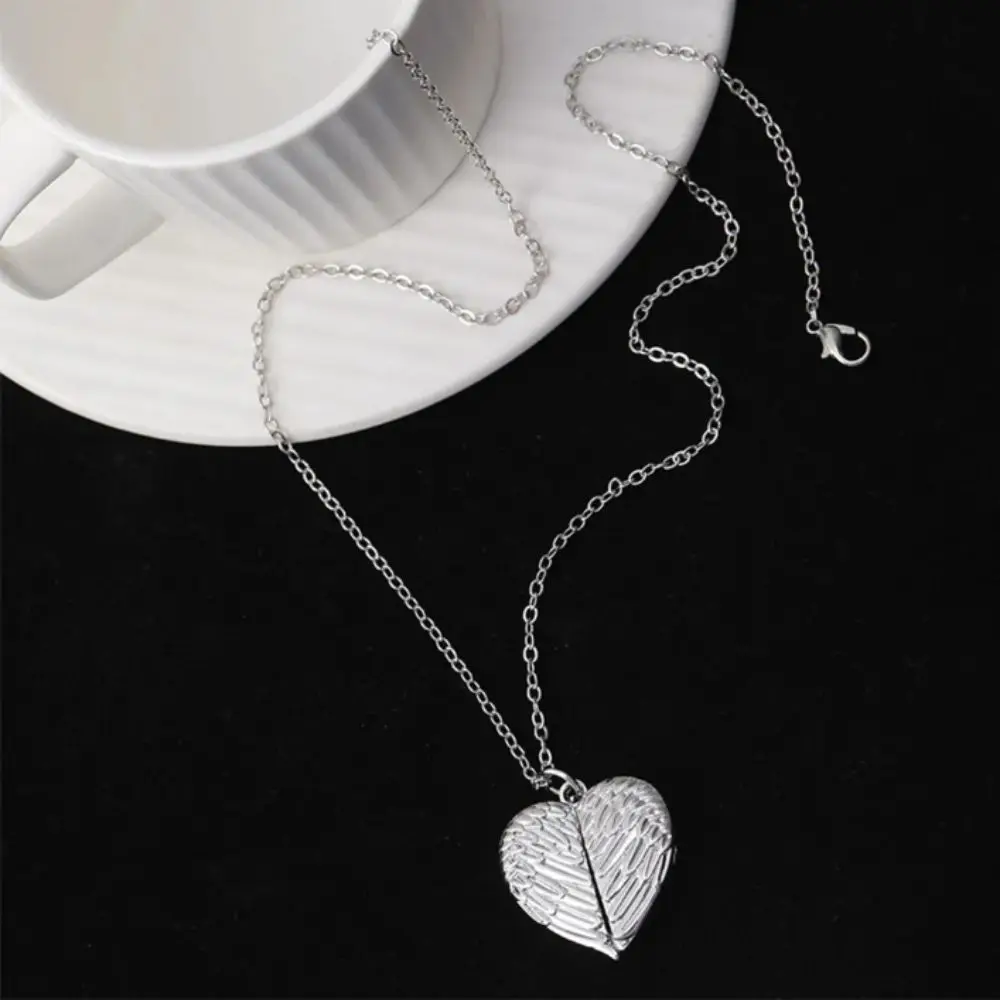 Sublimation Blank Angel Wing Pendant Timeless Elegance Wing Engraving Metal Necklace Metal Material Gold Color Gold Heart Locket