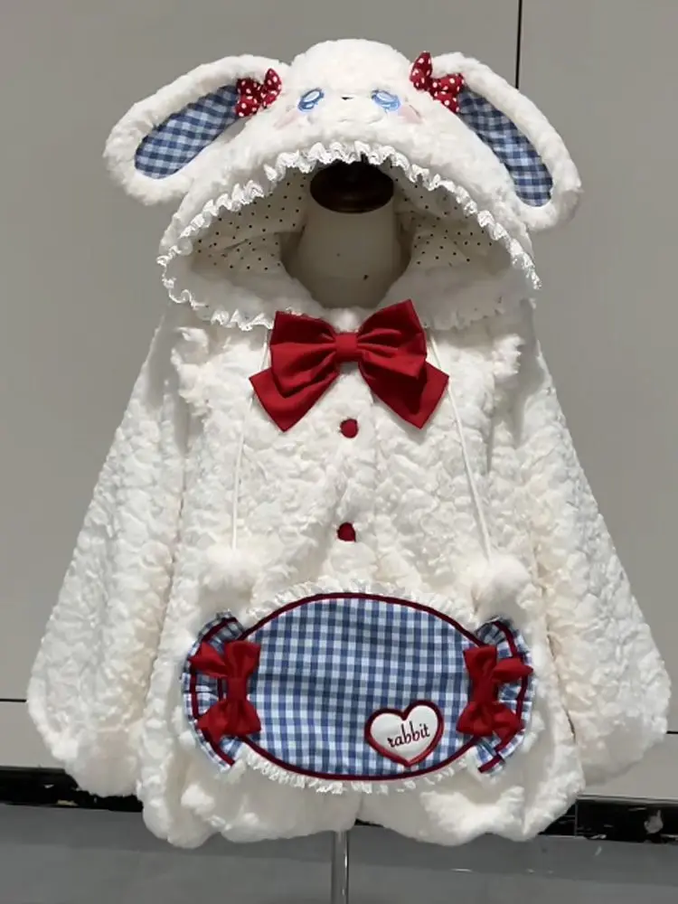 

Japan Woolen Coat Girly Winter Warm Plush Lolita Coat Cute Style New Woolen Coat