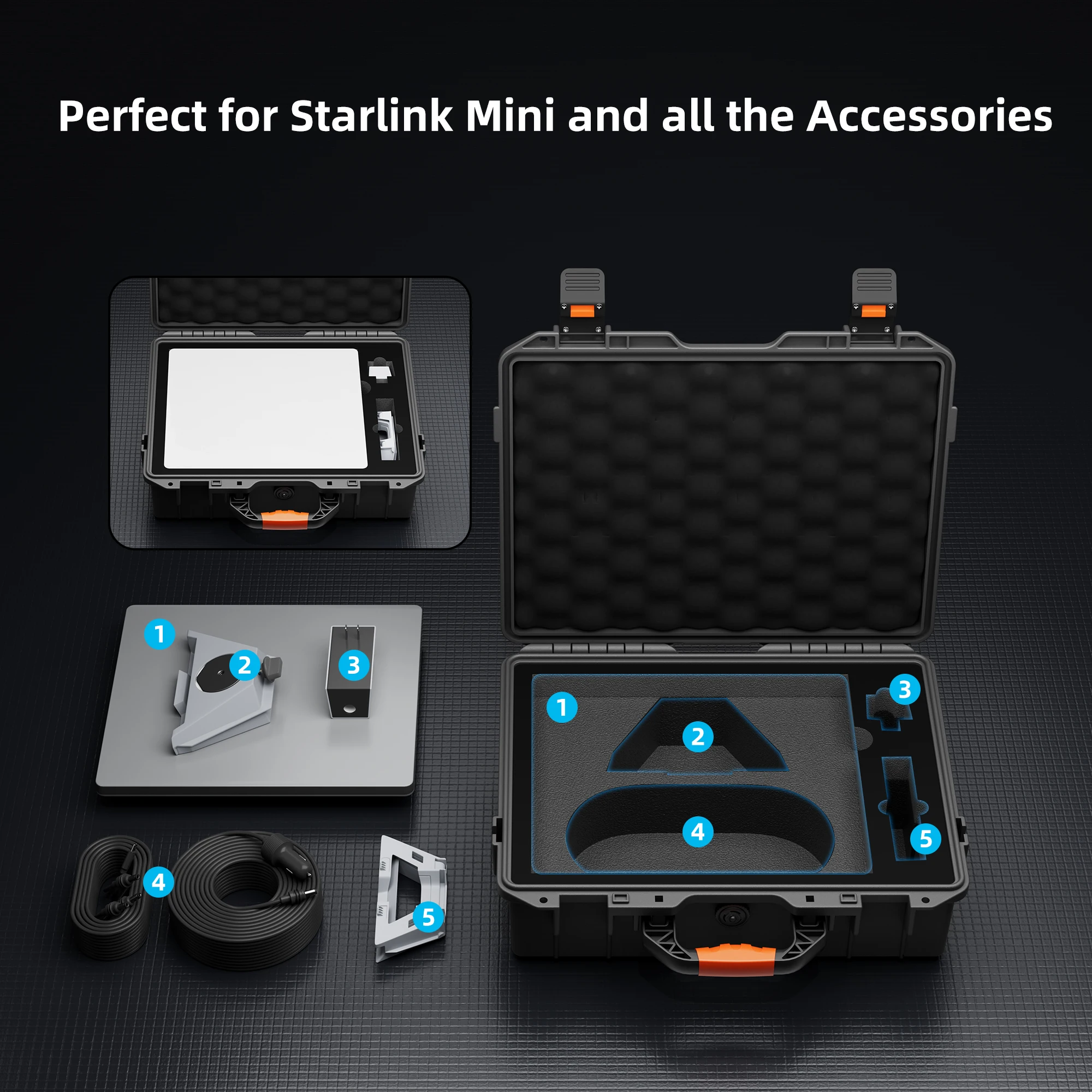 Starlink Mini Case Starlink Mini Hard Waterproof Travel Case for With Molded Foam for Accessories Lockable Storage Bag