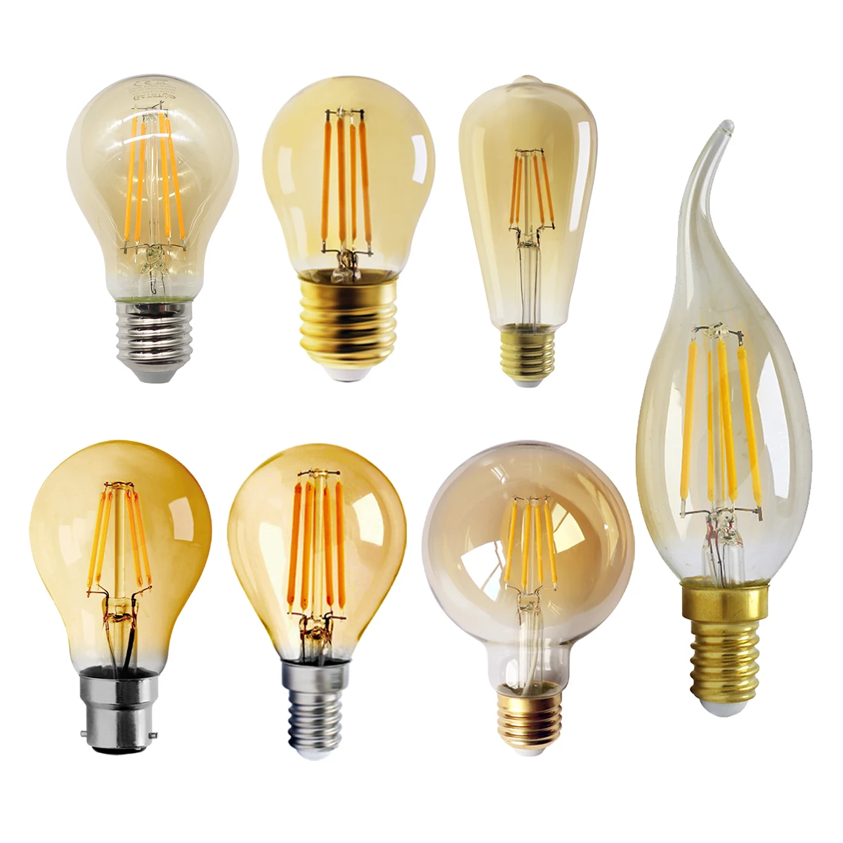 6 قطعة LED خيوط ضوء لمبة الرجعية اديسون E27 E14 B22 2700 كيلو 4000 كيلو 220 فولت A60 G45 C37 خمر أمبولة المتوهجة لمبة اديسون مصباح