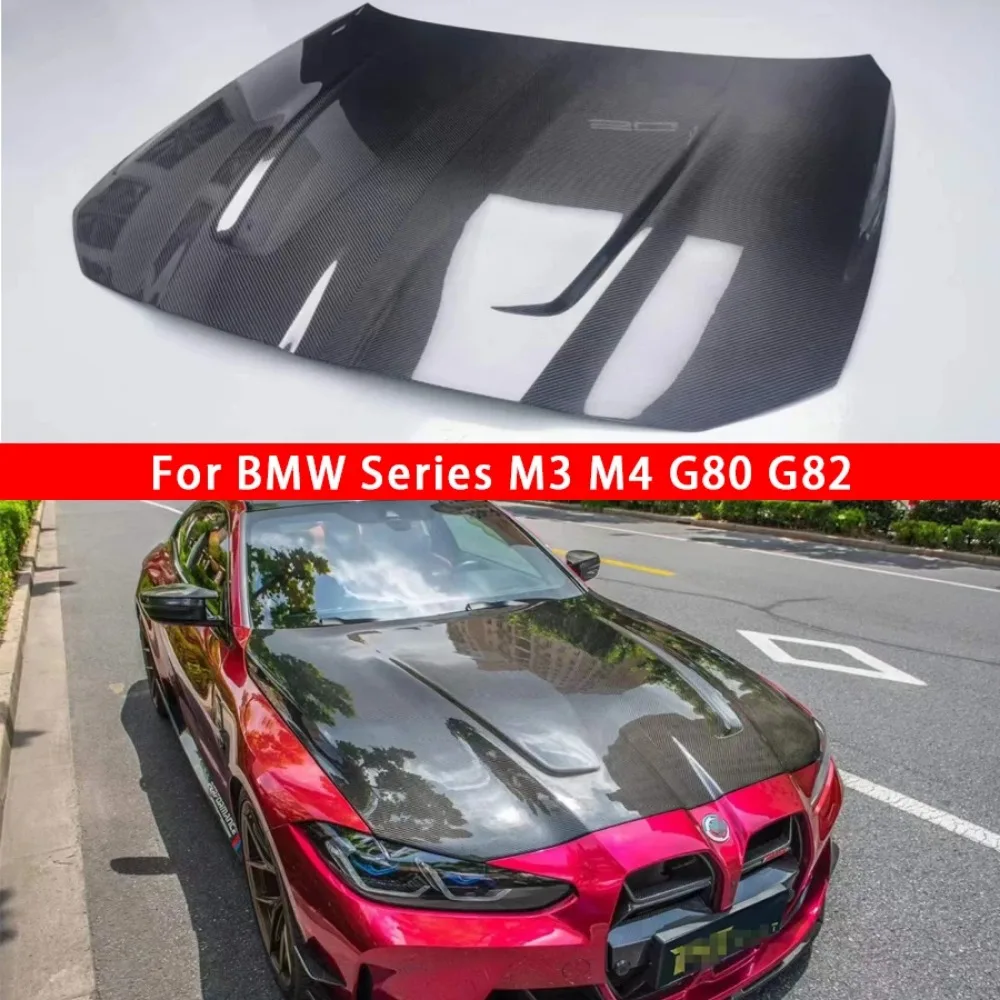 

Сухое углеродное волокно для BMW M3 G80 M4 G82 G83 2021 + крышка капота двигателя Автомобильная подкладка для головной уборки крышка капота в стиле CSL обновленный комплект кузова